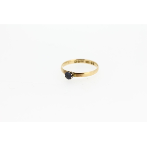 463 - Victorian 18ct gold wedding band, later set with a single round cut sapphire, Glasgow hallmark for 1... 