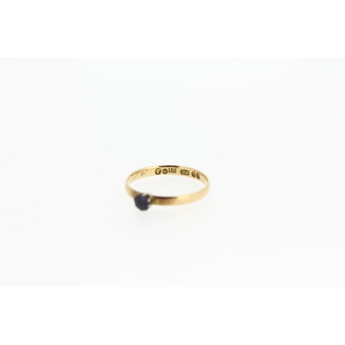 463 - Victorian 18ct gold wedding band, later set with a single round cut sapphire, Glasgow hallmark for 1... 