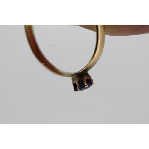 463 - Victorian 18ct gold wedding band, later set with a single round cut sapphire, Glasgow hallmark for 1... 