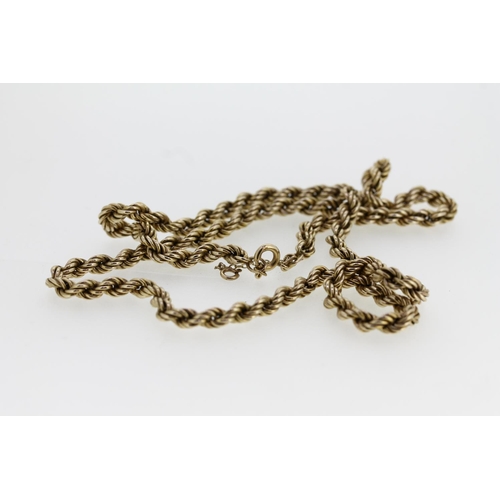 466 - 9ct gold twisted rope chain necklace, 7.8g.