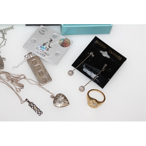 546 - Silver and white metal costume jewellery incl. curb chain bracelet, Glasgow rose design earrings etc... 