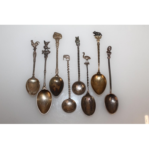 607 - Continental white metal souvenir teaspoons