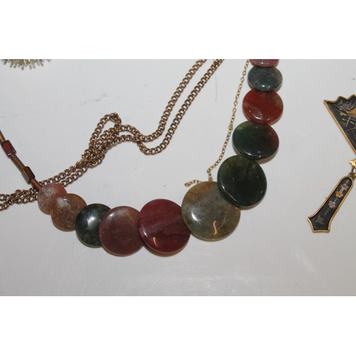 552 - Costume jewellery incl. Japanese damascene necklace, tribal cuff bangles etc. (qty)