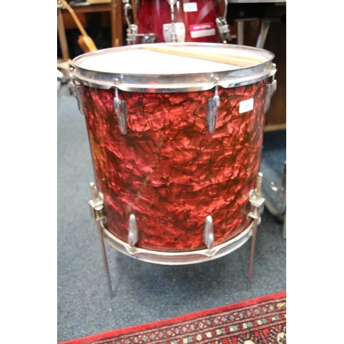 399 - Base drum with rose pearl colour and drumsticks.