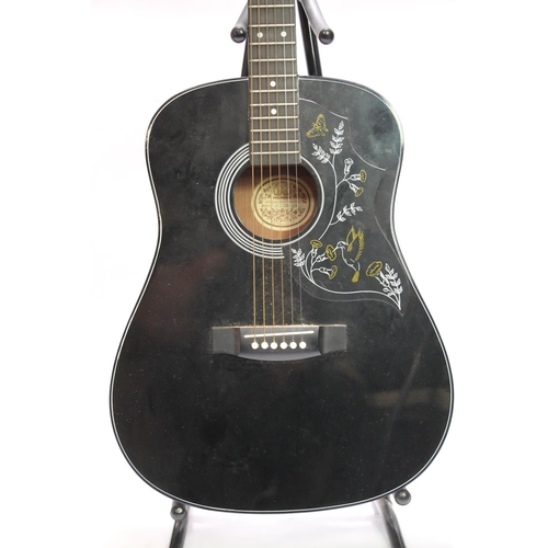 421 - Hondo model H124B-HM six string acoustic guitar.