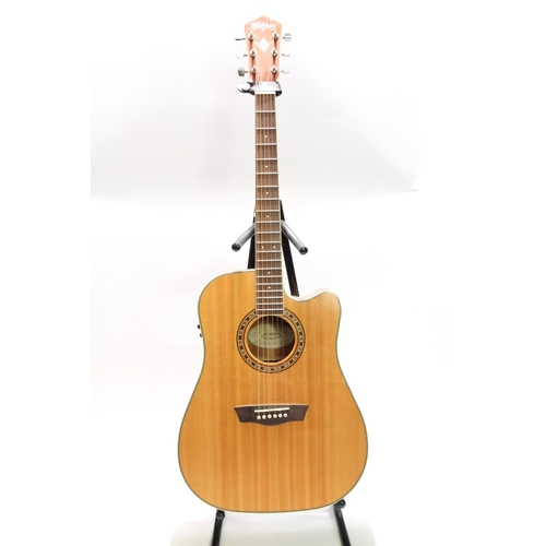 424 - Washburn WD10SCE NAT six string acoustic guitar, serial number CC120415897.