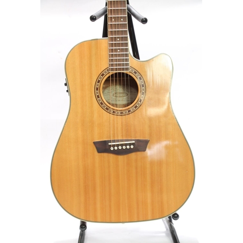 424 - Washburn WD10SCE NAT six string acoustic guitar, serial number CC120415897.