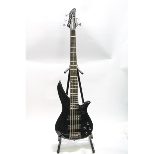 449 - Yamaha RBX375 five string electric bass guitar, serial number HQP0797Y, in guitar case.