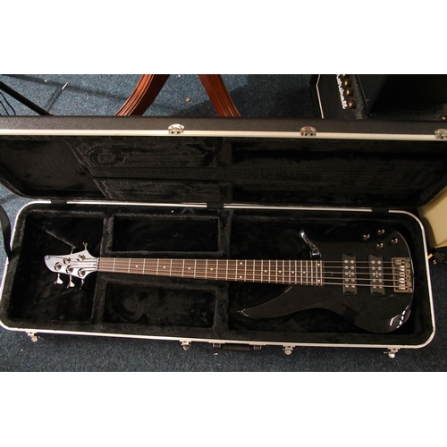 449 - Yamaha RBX375 five string electric bass guitar, serial number HQP0797Y, in guitar case.