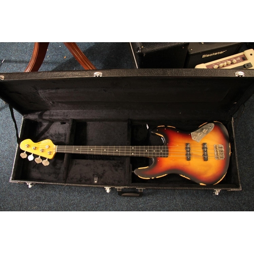 450 - Vintage Icon Series VJ74 four string electric bass guitar, serial number 114070824, in carrying case... 