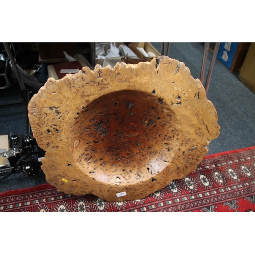 807 - Burr wood bowl, 69cm wide.