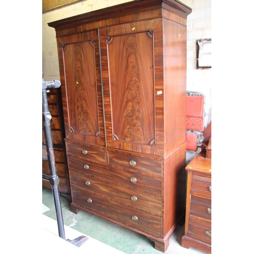 738 - Victorian mahogany linen press.