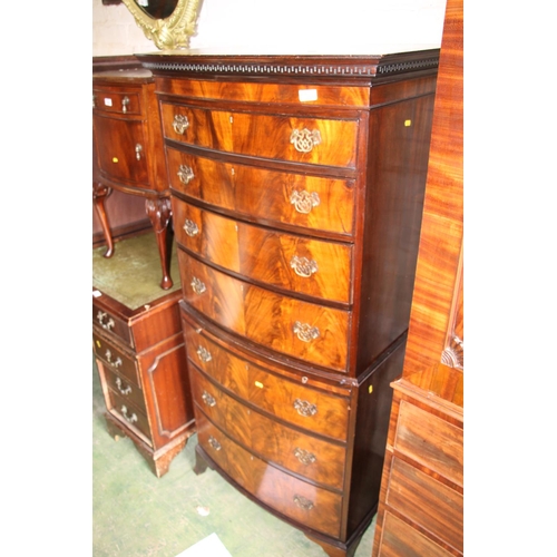 739 - Mahogany tallboy chest on chest, 155cm high.