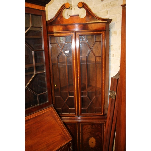 756 - Mahogany corner display cupboard.