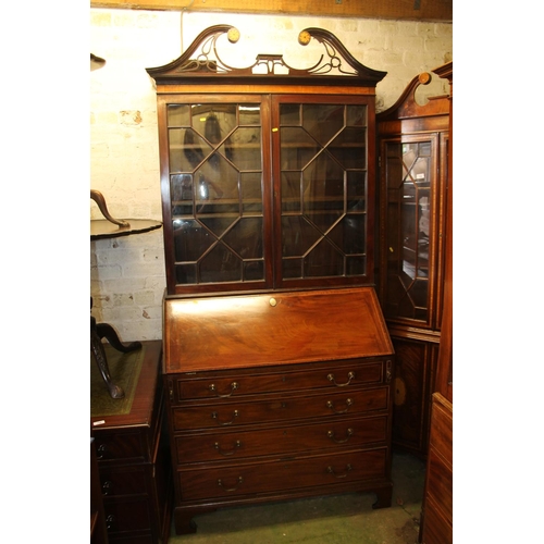 757 - 19th century astragal glazed bureau bookcase.