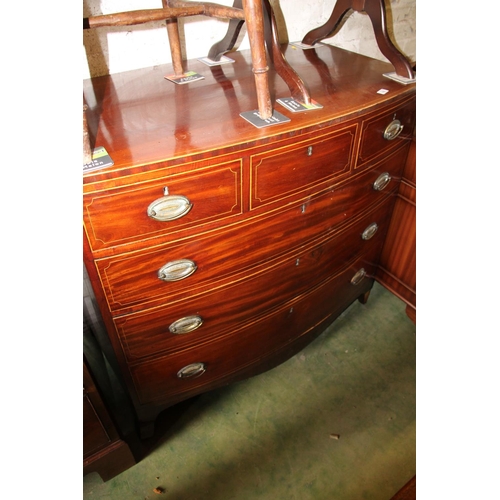 765 - Victorian mahogany chest of three short over three long drawers, 100cm high.