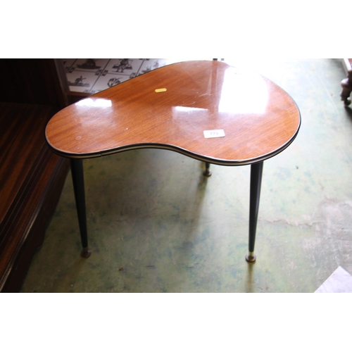 779 - Retro mid-20th century kidney shaped coffee table, 40cm high.