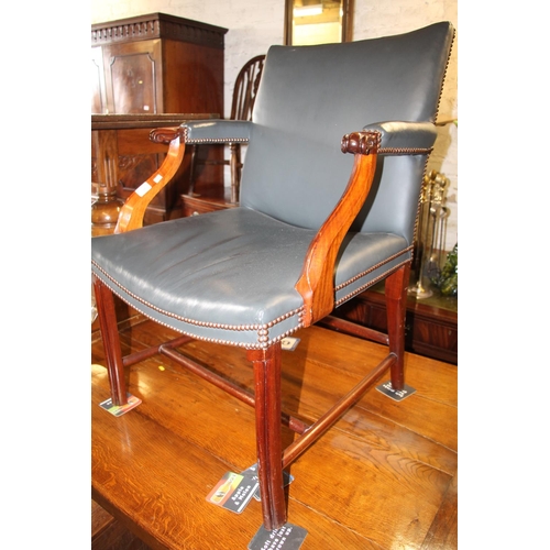 786 - Gainsborough style leather upholstered armchair, 98cm.