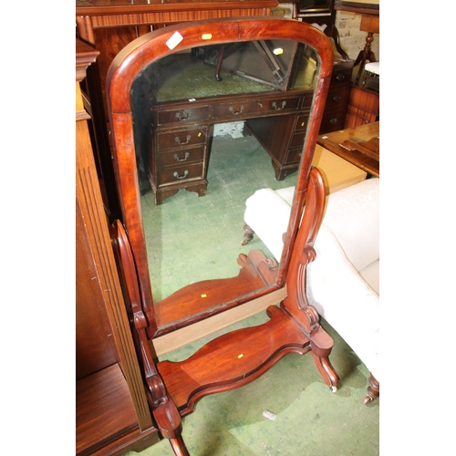 790 - Victorian mahogany swing top cheval mirror, 154cm high.