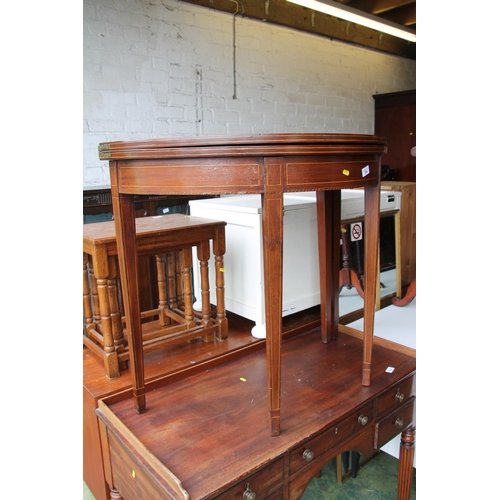 796 - Edwardian mahogany demi-lune card table.