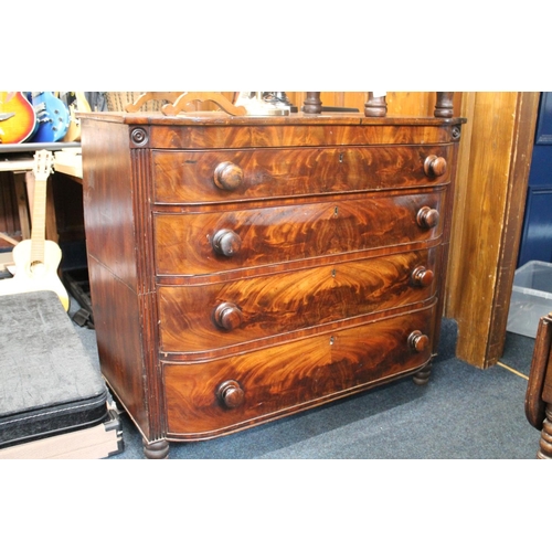 803 - Victorian chest of four long drawers, 100cm high.