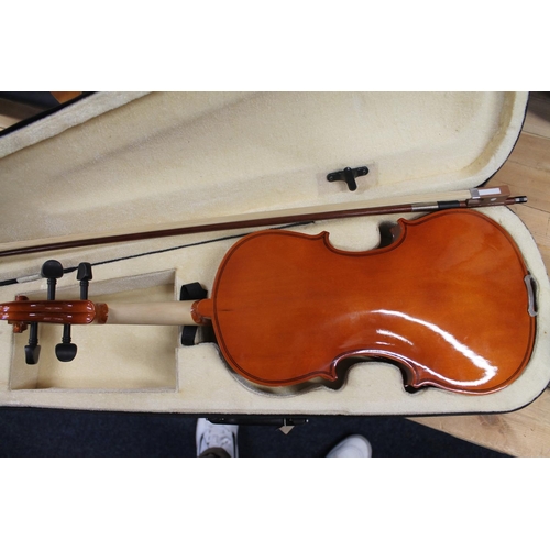 393 - Two cased violins with bows. (2)