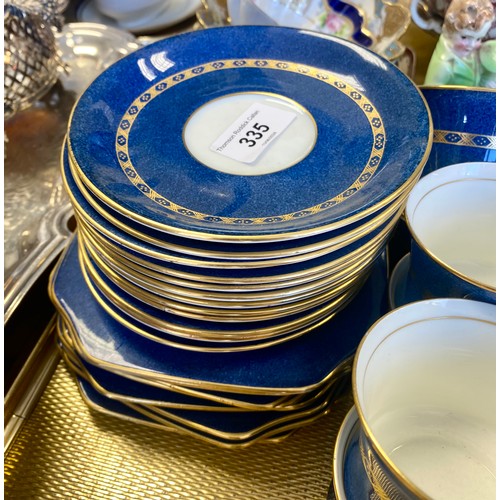 335 - Carlton ware blue and gilt teaware and a Plant Tuscan tea for two set.