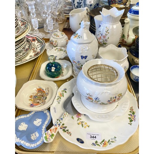 344 - Collection of Aynsley Cottage garden ware, other decorative ceramics, Mdina paperweight etc