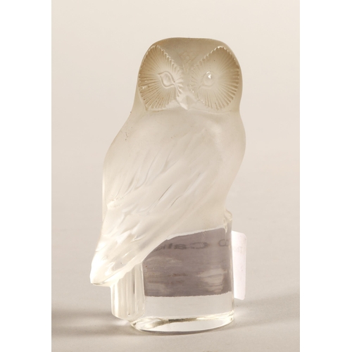 241 - Lalique France, crystal glass owl, 9cm, signature by tail