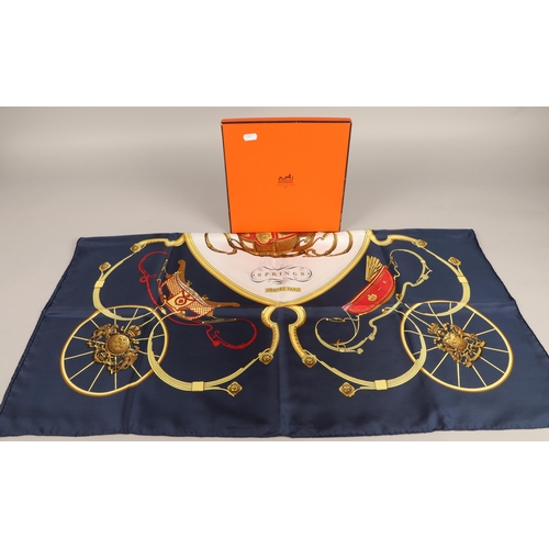 264 - Hermes carriage design ' SPRINGS' silk scarf with box