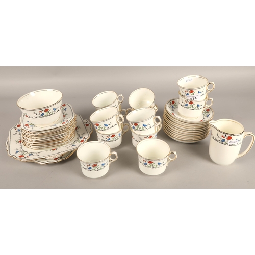 274 - Gladstone China hand painted part tea set