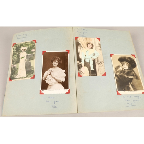 279 - Edwardian postcard album containing postcards of actresses 