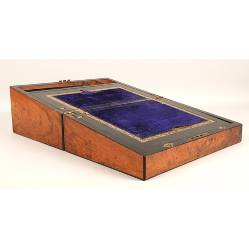 301 - Inlaid walnut brass bound writing slope