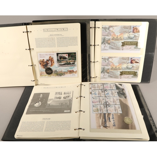 306 - Three albums containing various 'The History of World War II' first day covers and commemorative coi... 