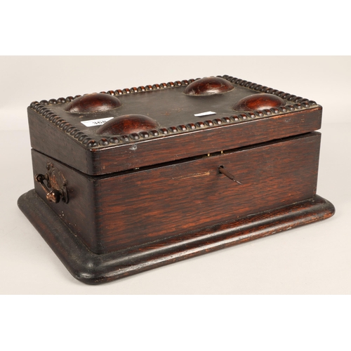 368 - Edwardian oak travelling desk stand with fitted interior.