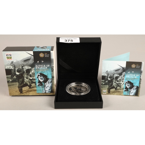 375 - Royal Mint Battle of Britain  UK £5 silver proof coin with box