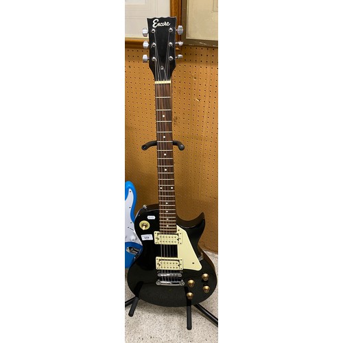 637 - Encore black electric guitar, overall length 99 cm