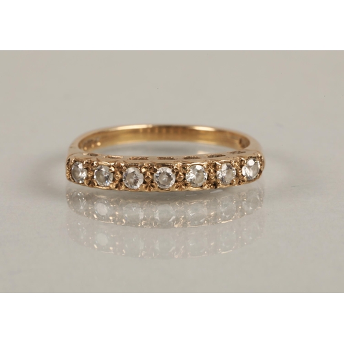 223 - 9ct gold ring set with white gems, ring size K, 1.6g