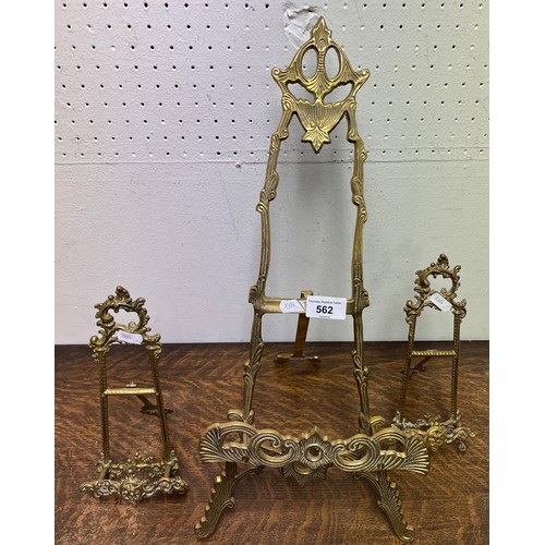 562 - Three small ornate brass easels