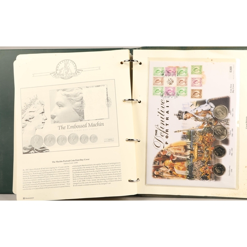 303 - Three albums containing various first-day covers and commemorative coins