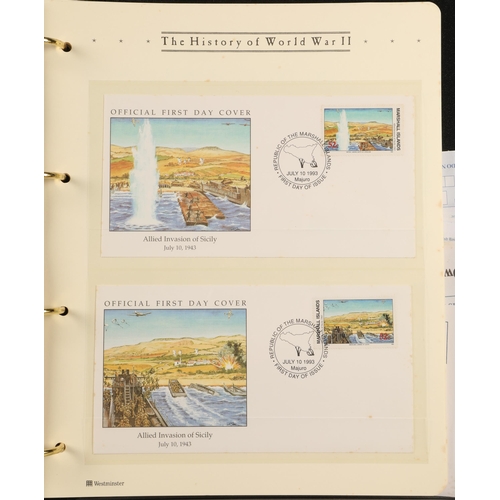 305 - Three albums containing various 'The History of World War II' first day covers and commemorative coi... 