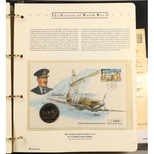 305 - Three albums containing various 'The History of World War II' first day covers and commemorative coi... 