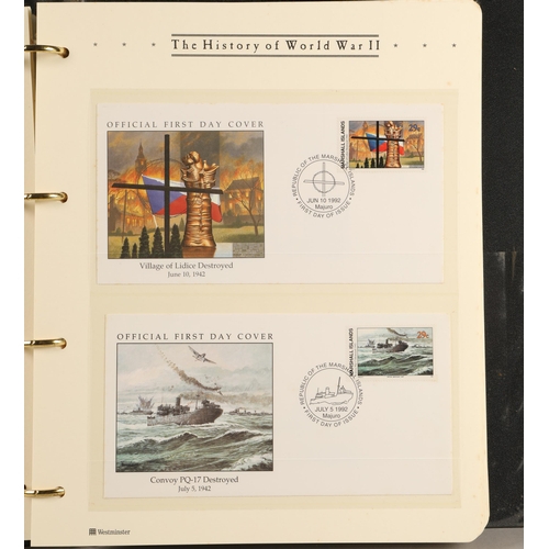 305 - Three albums containing various 'The History of World War II' first day covers and commemorative coi... 