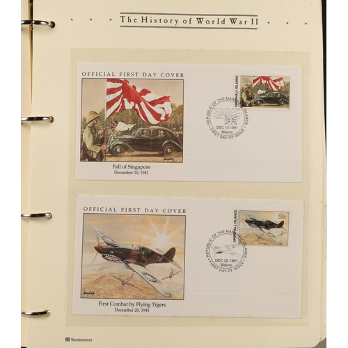 306 - Three albums containing various 'The History of World War II' first day covers and commemorative coi... 