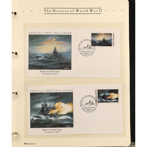 306 - Three albums containing various 'The History of World War II' first day covers and commemorative coi... 