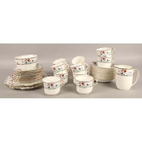 274 - Gladstone China hand painted part tea set