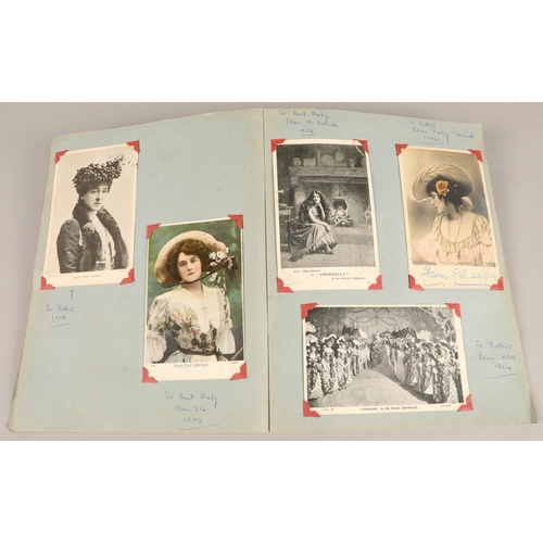 279 - Edwardian postcard album containing postcards of actresses 