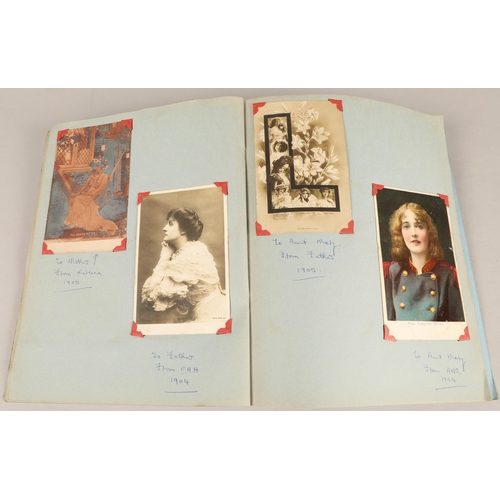 279 - Edwardian postcard album containing postcards of actresses 