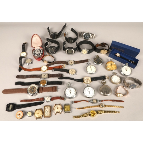 282 - Assorted men's wristwatches and pocket watches to include Accurist, Quartz, Timex, etc