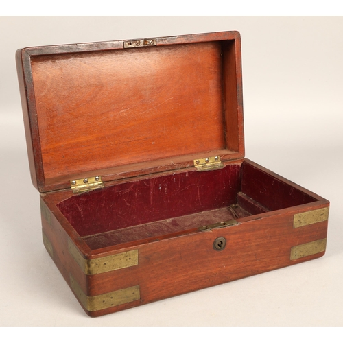 288 - Brass bound mahogany writing box